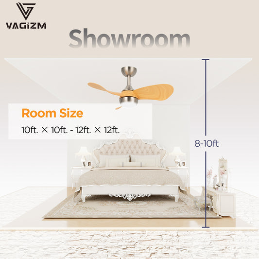 Vagizm 30 Inch Brushed Nickel Modern LED Downrod Mount Ceiling Fan with Remote Control