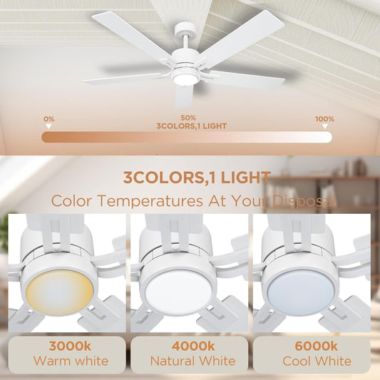 Vagizm 52-Inch Modern Ceiling Fan with LED Light and Remote Control