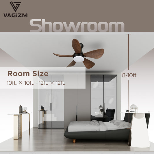 Vagizm 30-Inch Flush Mount Ceiling Fan with LED Light and Remote Control - Modern Geometric Design