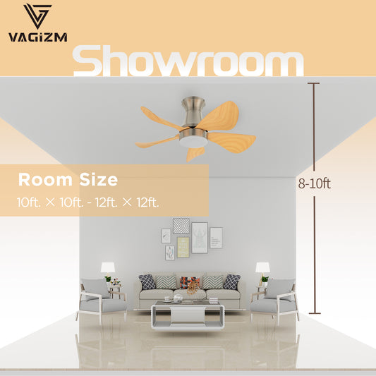 Vagizm 30 Inch Ceiling Fan with Light and Remote Control, Modern Style, Flush Mount, Indoor Use, Geometric Theme