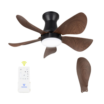 Vagizm 30-Inch Flush Mount Ceiling Fan with LED Light and Remote Control - Modern Geometric Design