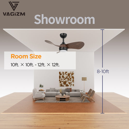 Ceiling Fan With Light 30 Inch: Small Ceiling Fan Downrod Mount with Remote Control for Kids Room Bedroom- Reversible Quiet DC Motor with 6 Speeds CFL-006C3