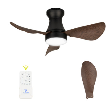 Vagizm 30 Inch Flush Mount Ceiling Fan with LED Light and Remote Control - Modern Geometric Design