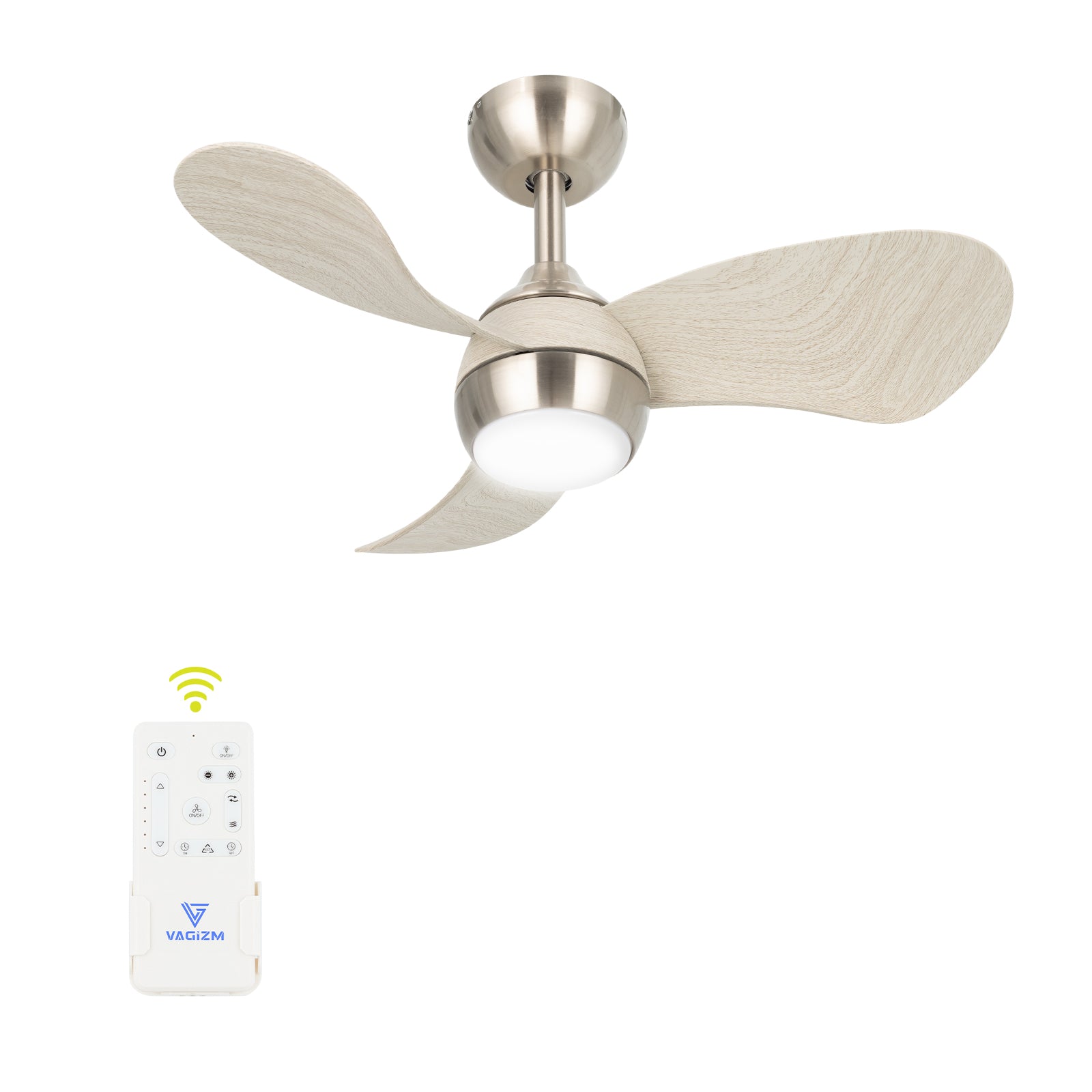 Ceiling Fan With Light 30 Inch: Small Ceiling Fan Downrod Mount with Remote Control for Kids Room Bedroom- Reversible Quiet DC Motor with 6 Speeds CFL-006G3