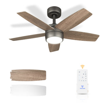 Ceiling Fan with Light Remote: 36 Inch Small Ceiling Fans for Kids Bedroom Dorm Room Small Room- Reversible Quiet DC Motor Dimmable Light with 6 Speeds(Bronze+Walnut)