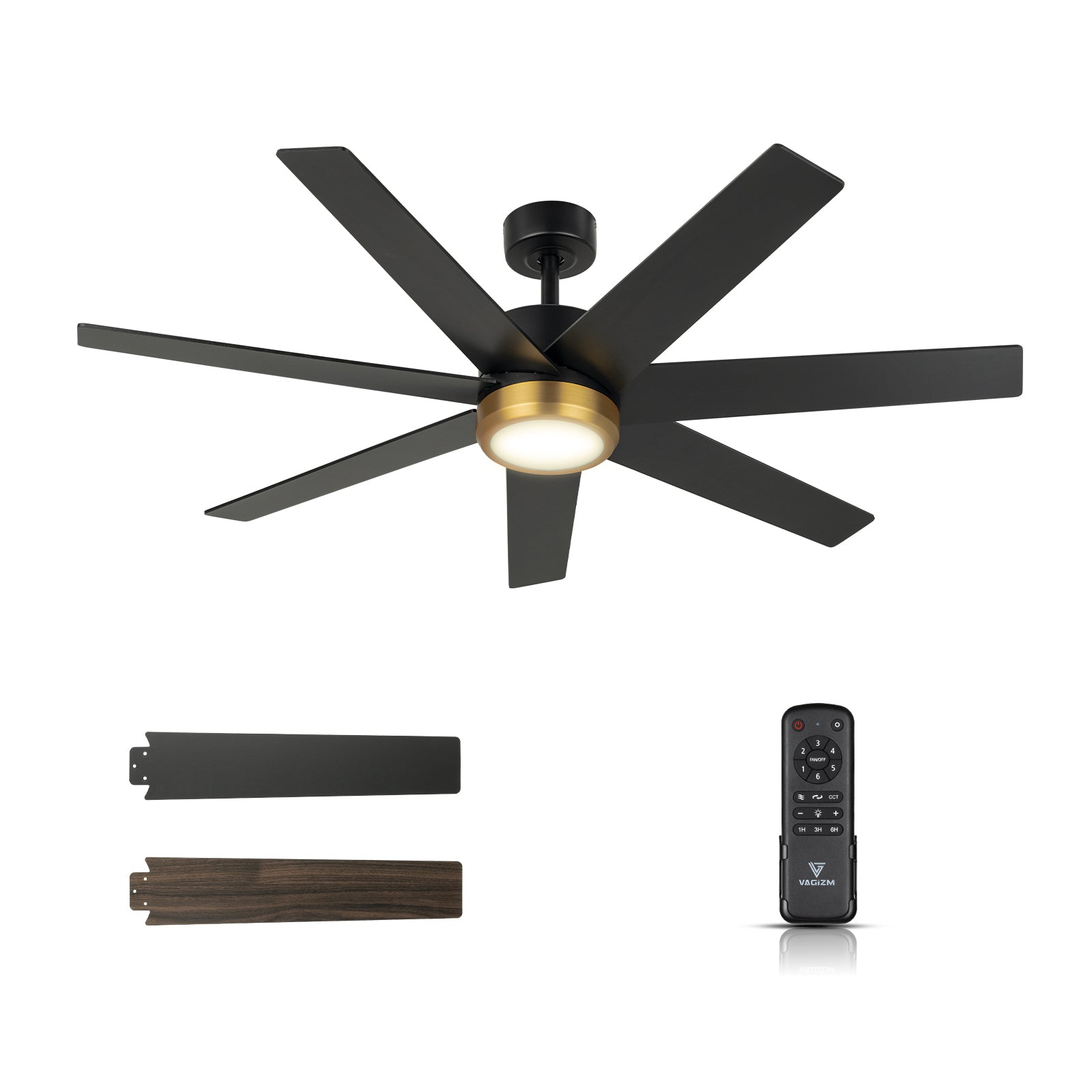 Vagizm Ceiling Fan with Lights for Bedroom - Quiet Ceiling Fan with Remote for Living Room - DC Motor Reversible - MDF Blades - 3CCT - Timing Function - Suitable for Summer and Winter -013C7