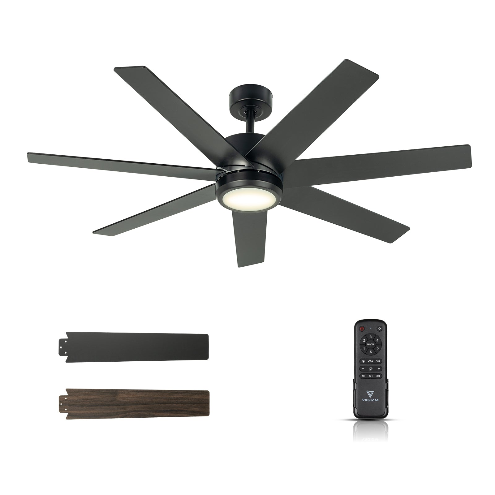 Vagizm Ceiling Fan with Lights for Bedroom - Quiet Ceiling Fan with Remote for Living Room - DC Motor Reversible - MDF Blades - 3CCT - Timing Function - Suitable for Summer and Winter -013G7