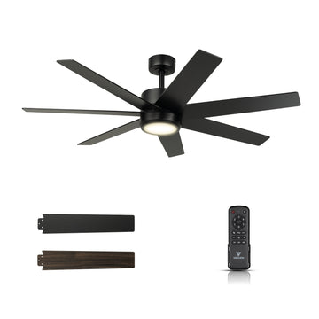 Vagizm Ceiling Fan with Lights for Bedroom - Quiet Ceiling Fan with Remote for Living Room - DC Motor Reversible - MDF Blades - 3CCT - Timing Function - Suitable for Summer and Winter -013W7