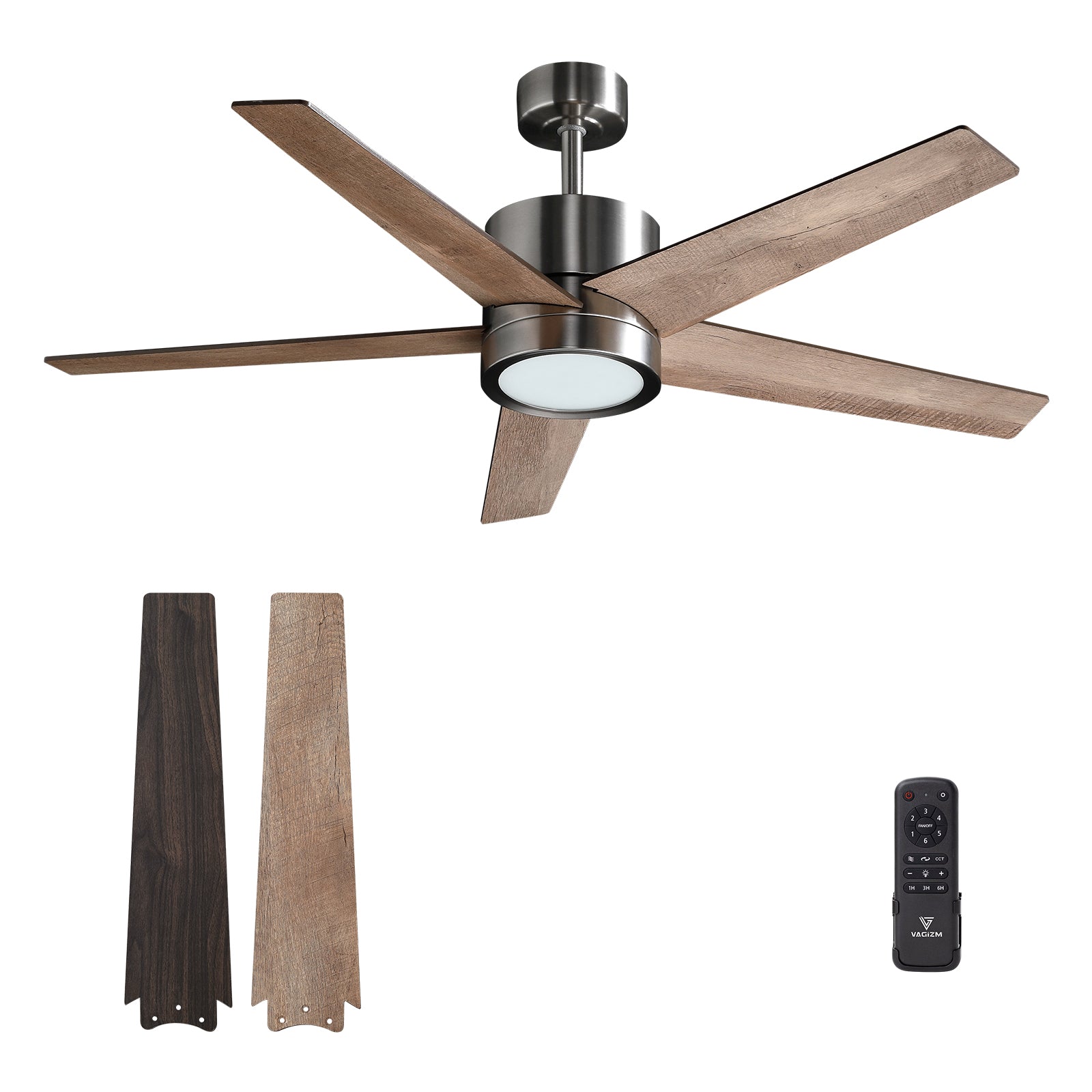 52" Ceiling Fan with Remote, Dimmable Light, 3 Quiet Blades - Ideal for Indoor/Patio