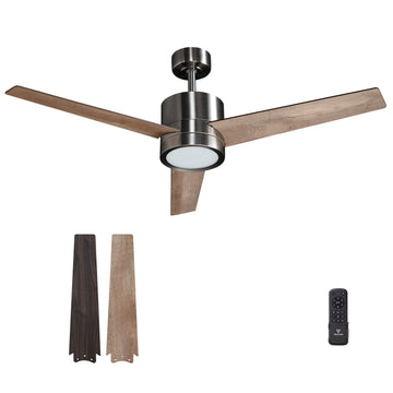 52" Ceiling Fan with Remote, Dimmable Light, 3 Quiet Blades - Ideal for Indoor/Patio