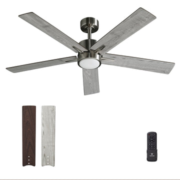 52" Modern Ceiling Fan with Light & Remote - 3 Quiet Blades, Suitable for Indoor/Outdoor