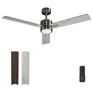 52" Modern Ceiling Fan with Light & Remote - 3 Quiet Blades, Ideal for Home/Patio