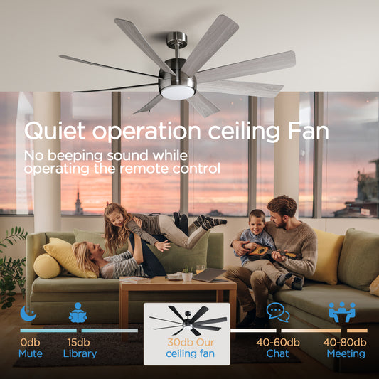 60" Industrial Ceiling Fan with Light: Remote, Downrod, 8 Blades - Suitable for Indoor/Outdoor