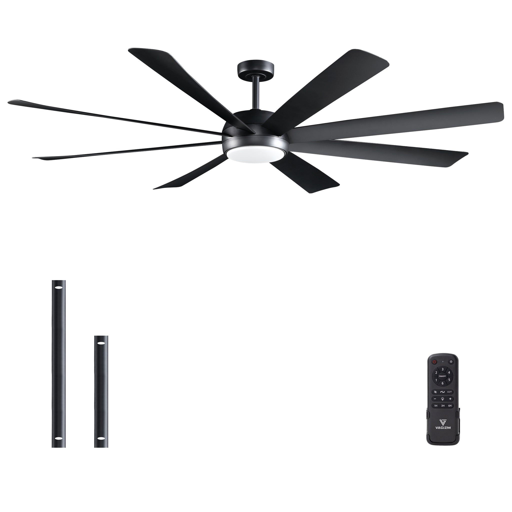 72" Industrial Ceiling Fan with Light & Remote: Suitable for Patio Dining Room Indoor Outdoor Use